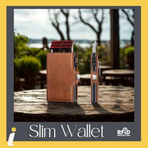 Slim Wallet Café 100 % Cuero